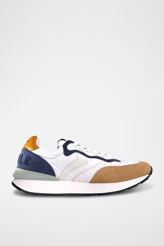 Baskets en cuir - Blanc, bleu et marron