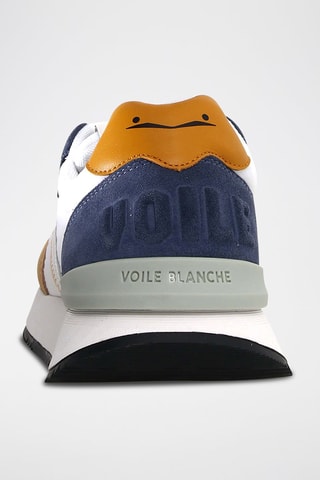 Baskets en cuir - Blanc, bleu et marron