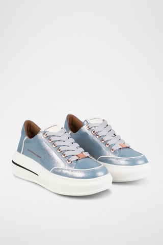 Baskets plateformes en cuir Lancaster - Bleu