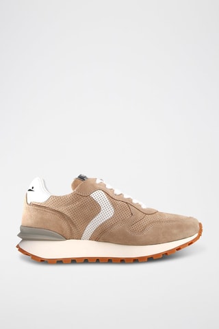Leren Sneakers - Wit, zwart en beige