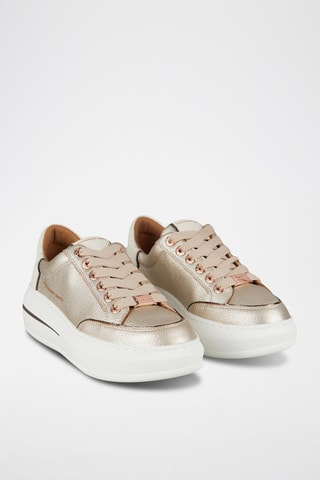 Baskets plateformes en cuir - Marron et doré