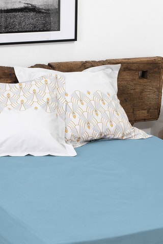 Drap-housse en percale de coton 80 fils/cm² La Beguine - Bleu maya