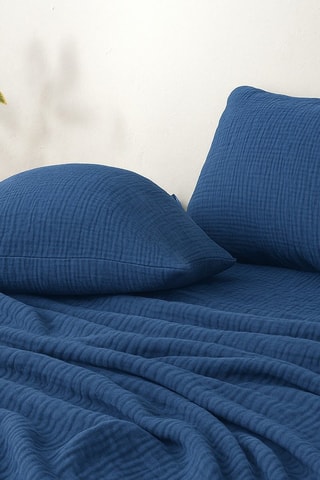 2 taies d'oreiller en gaze de coton La Sultane - Bleu - 50 x 70 cm