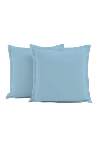2 taies d'oreiller en percale de coton 80 fils/cm² La Beguine - Bleu maya