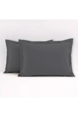 2 taies d'oreiller en coton 57 fils/cm² - Gris foncé