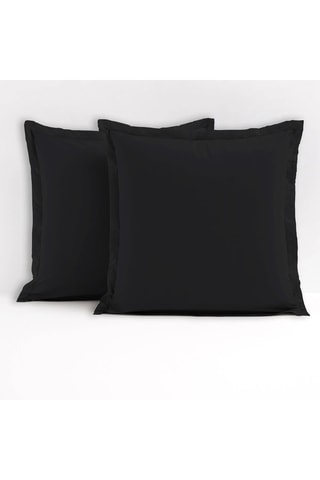 2 taies d'oreiller en coton 57 fils/cm² - Noir
