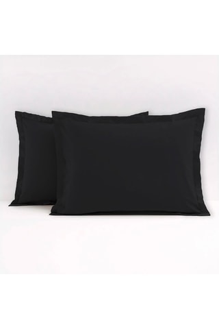 2 taies d'oreiller en coton 57 fils/cm² - Noir