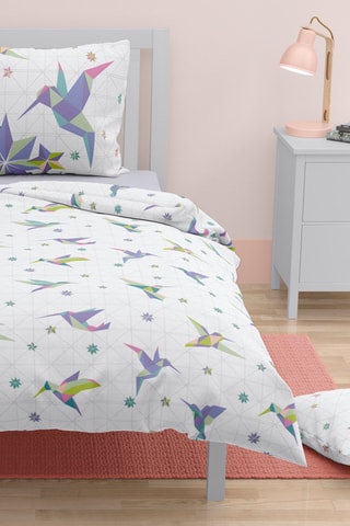 Parure de couette en coton 57 fils/cm² Paradise Blue - 
Blanc et bleu