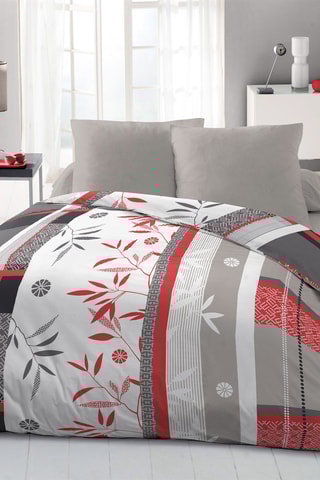 Parure de couette en microfibres Shizuoka - Blanc et gris