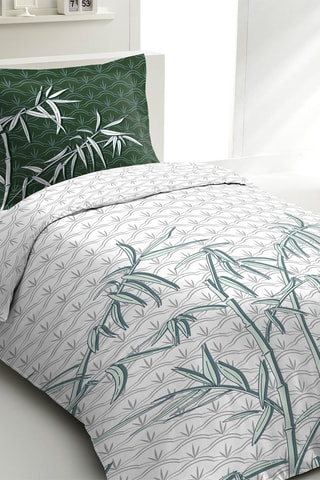 Parure de couette en coton 57 fils/cm² Ondina - Blanc et vert