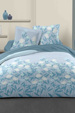Parure de couette en coton 57 fils/cm² Tempête florale  - Bleu