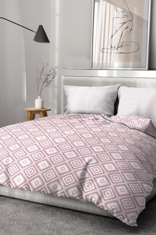 Parure de couette en coton 57 fils/cm² Fox Trot - Blanc et vieux rose