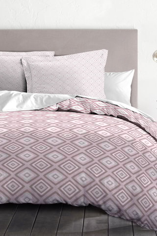 Parure de couette en coton 57 fils/cm² Fox Trot - Blanc et vieux rose