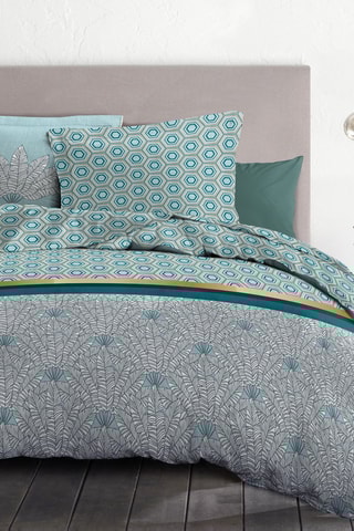 Parure de couette en coton 57 fils/cm² Louxor - Vert et blanc