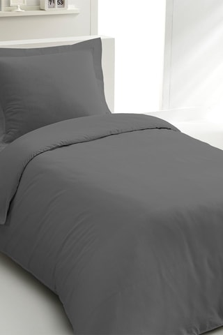 Parure de couette en percale de coton 80 fils/cm² La Partisane - Anthracite
