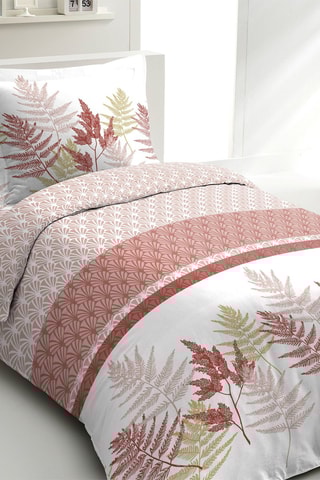 Parure de couette en percale de coton 80 fils/cm² La Marquise - Blanc et rose