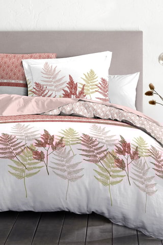 Parure de couette en percale de coton 80 fils/cm² La Marquise - Blanc et rose