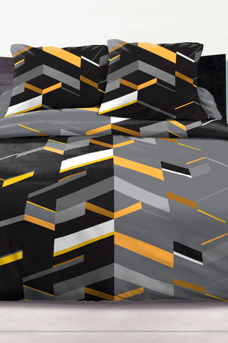 Parure de couette en coton 57 fils/cm² Marco - Noir et jaune