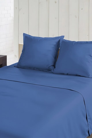 Drap plat en percale de coton 80 fils/cm² La Beguine - Indigo