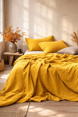 Parure de draps en gaze de coton - Moutarde