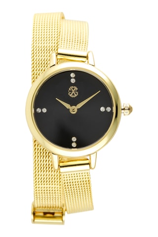 Reloj de cuarzo de metal aleado - Dorado y negro