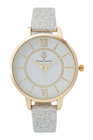 Reloj de cuarzo de poliuretano - Gris claro y dorado