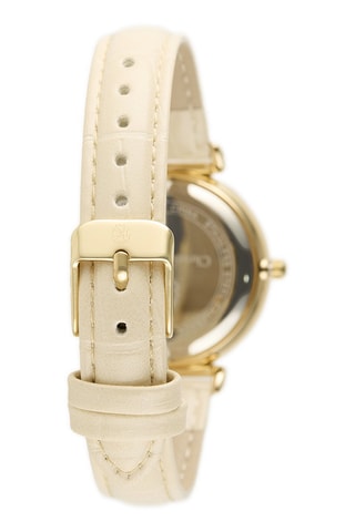 Reloj de cuarzo de piel - Beige y dorado