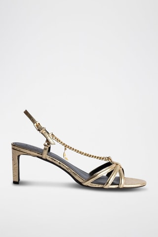 Sandales à talons en cuir - Doré