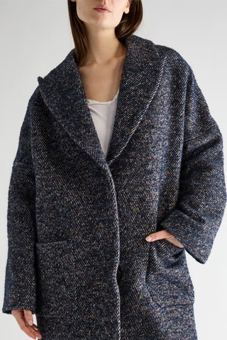 Manteau en laine, mohair et alpaga - Bleu