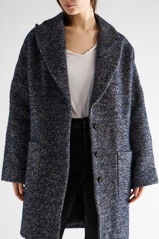 Manteau en laine, mohair et alpaga - Bleu