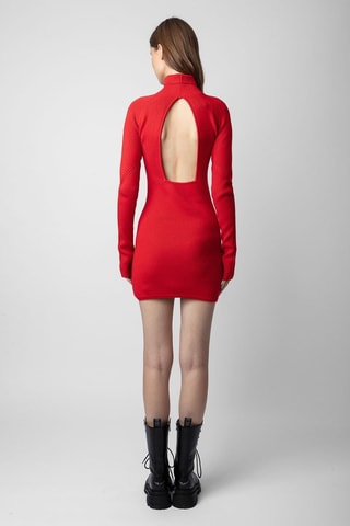Robe pull en mérinos - Rouge