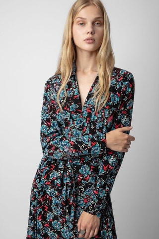 Robe chemise en soie - Noir