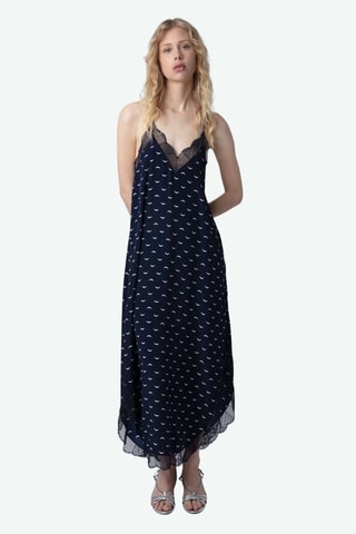 Robe longue en soie - Bleu marine