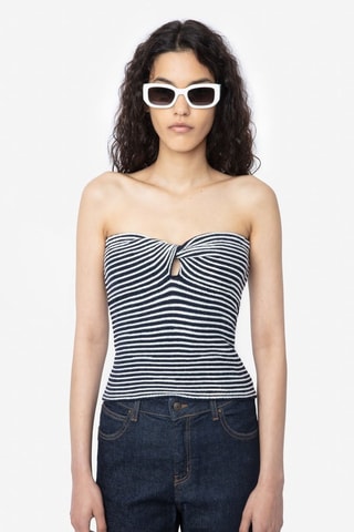 Top bustier en mérinos - Bleu marine