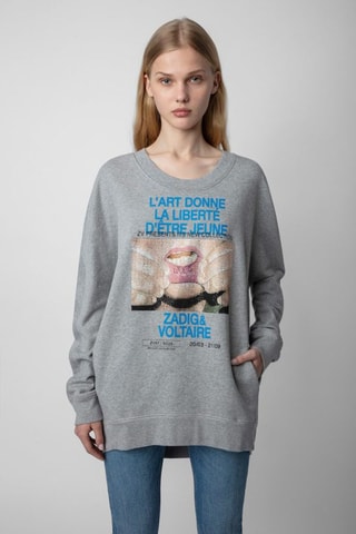 Sweat en coton biologique - Gris foncé chiné