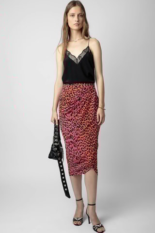 Jupe portefeuille en soie - Rouge