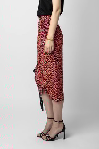 Jupe portefeuille en soie - Rouge