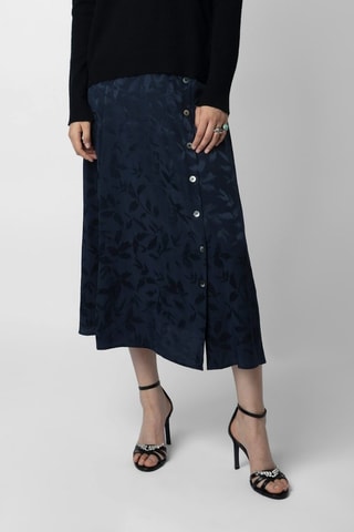 Jupe portefeuille en soie - Bleu marine