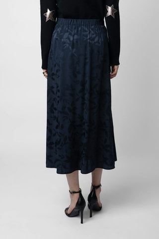 Jupe portefeuille en soie - Bleu marine