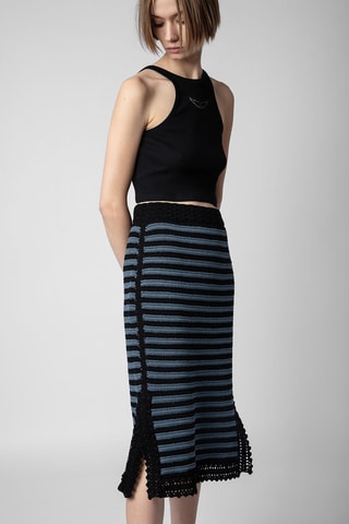 Jupe patineuse en coton biologique taille haute - Noir et ciel