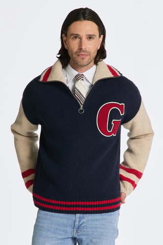 Pull relaxed en laine - Bleu marine