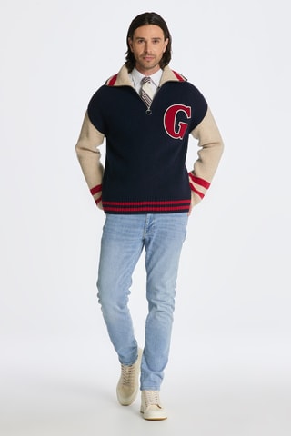 Pull relaxed en laine - Bleu marine