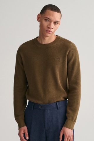 Camisola regular em lã merino - Caqui