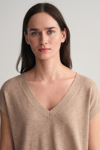 Camisola relaxed em seda sem mangas - Bege