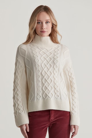 Camisola relaxed em lã merino - Creme