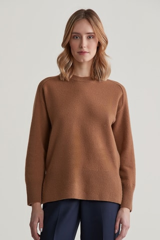 Camisola relaxed em lã e caxemira - Castanho
