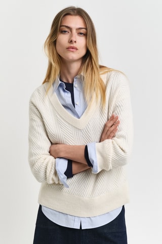 Camisola relaxed em lã - Creme