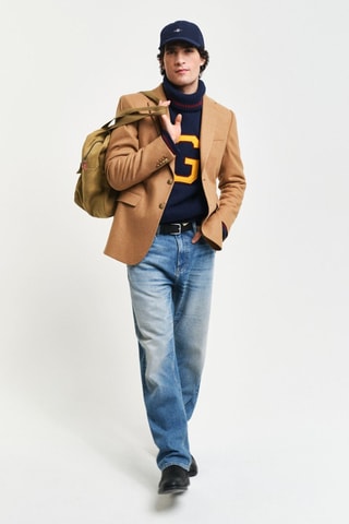 Camisola relaxed em lã - Azul-marinho