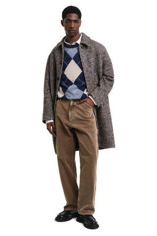 Camisola regular em lã - Azul-marinho