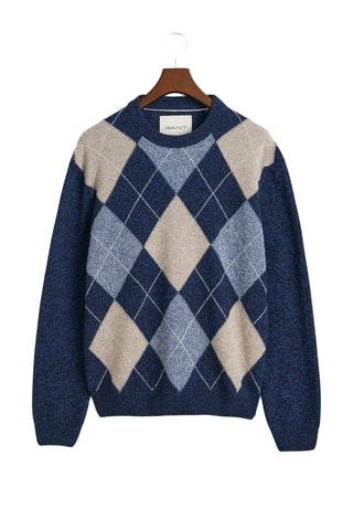 Camisola regular em lã - Azul-marinho